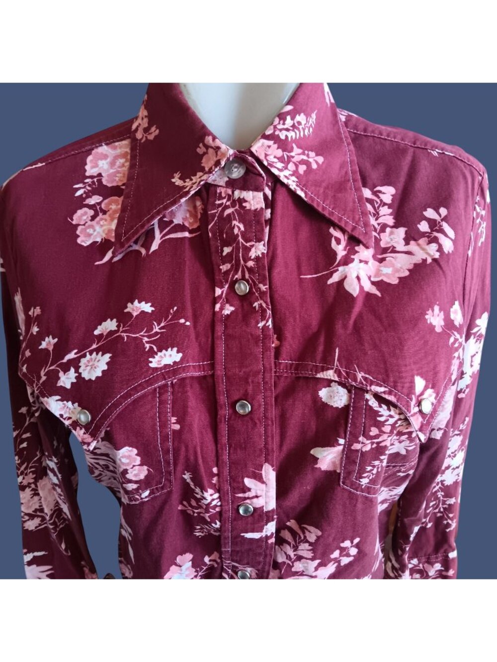 Medium True Vintage Lee Cowgirl Western Shirt 1970's Boho Hippy Floral Snap USA